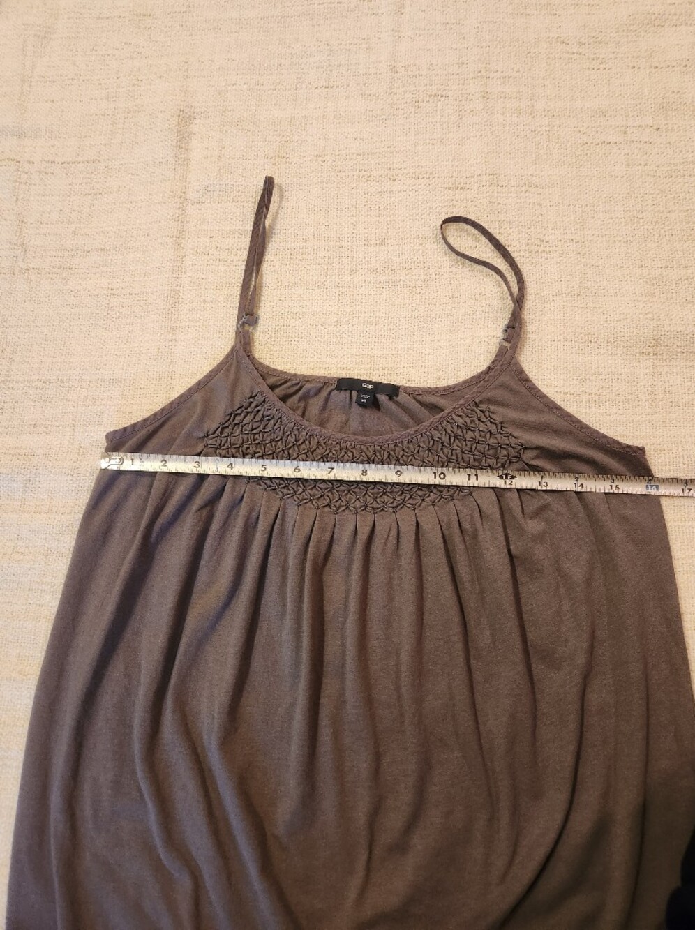 GAP Grey Smocked Yoke Spaghetti Strap Camisole - Picture 8 of 8